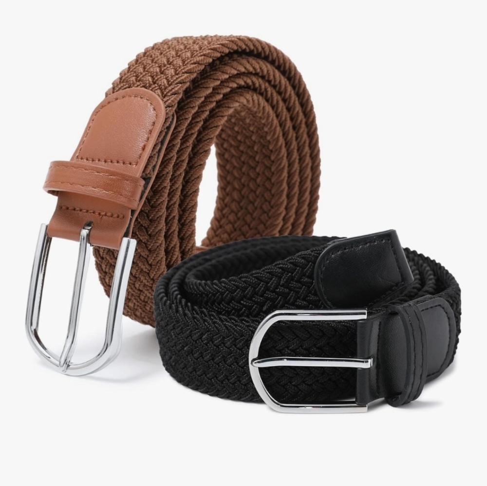 NWT Unisex Stretchy Black and Brown Woven Belts